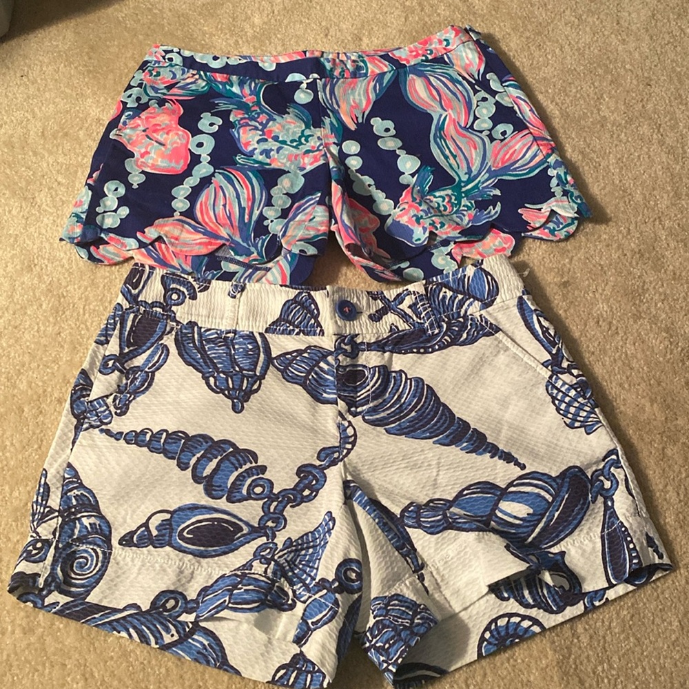 Lilly Pulitzer Women's Blue Floral & Shell Print Shorts